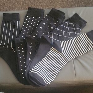 Black and White Patterned Men's Socks 5 Pack